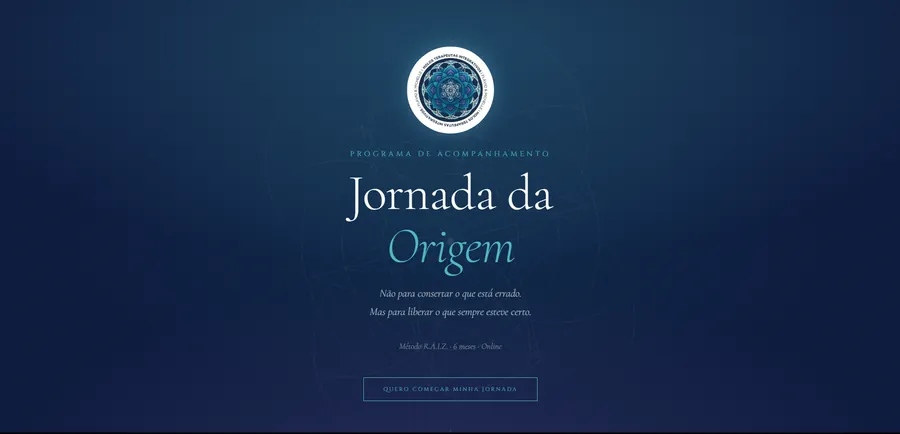 Página de lançamento · Jornada da Origem
